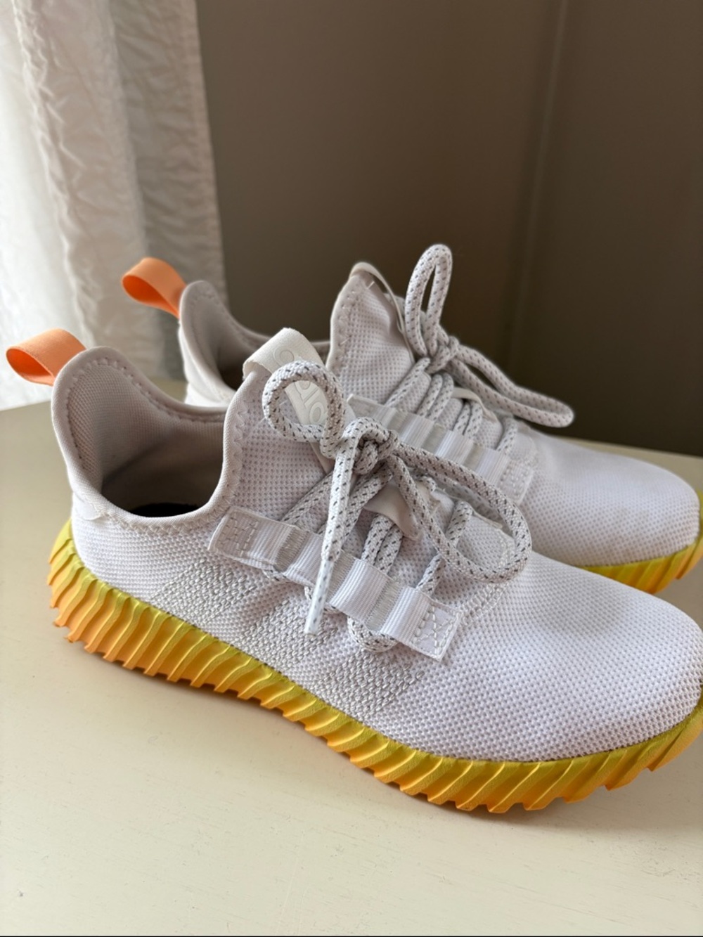 Adidas white Sneakers with Yellow Gradient Sole